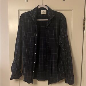 Men’s Scotch and Soda Navy Checkered Button-Up Shirt